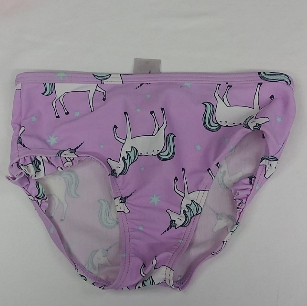 Unicorn Print Kids Swim Bottoms - Purple